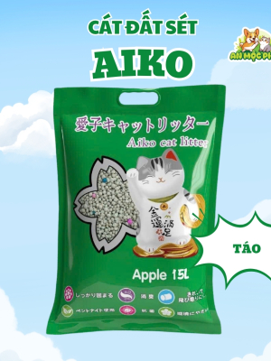 CÁT VỆ SINH CHO MÈO AIKO BENTONITE HƯƠNG TÁO - 15L