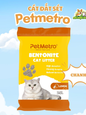 CÁT VỆ SINH CHO MÈO PETMETRO BENTONITE HƯƠNG CHANH- 25L