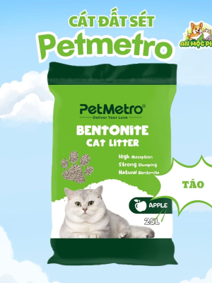 CÁT VỆ SINH CHO MÈO PETMETRO BENTONITE HƯƠNG TÁO - 25L