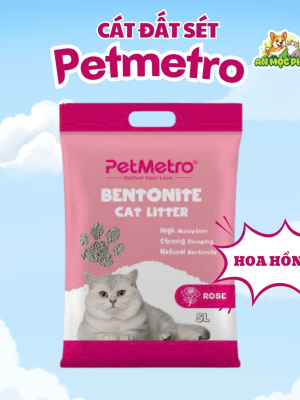 CÁT VỆ SINH CHO MÈO PETMETRO BENTONITE HƯƠNG HOA HỒNG- 15L