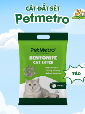 CÁT VỆ SINH CHO MÈO  PETMETRO BENTONITE HƯƠNG TÁO - 15L