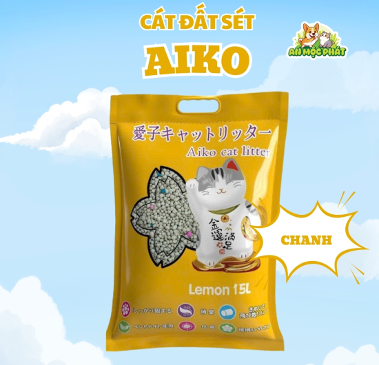 CÁT VỆ SINH CHO MÈO AIKO BENTONITE HƯƠNG CHANH- 15L