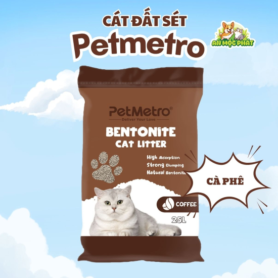 CÁT VỆ SINH CHO MÈO PETMETRO BENTONITE HƯƠNG CÀ PHÊ - 25L